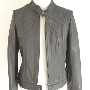 Genuine Leather Gray Moto Jacket bagatelle